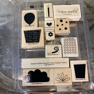 Stampin Up Big Bold Birthday Two Step Stamp Set of 13 Cake Balloon Candle Wish